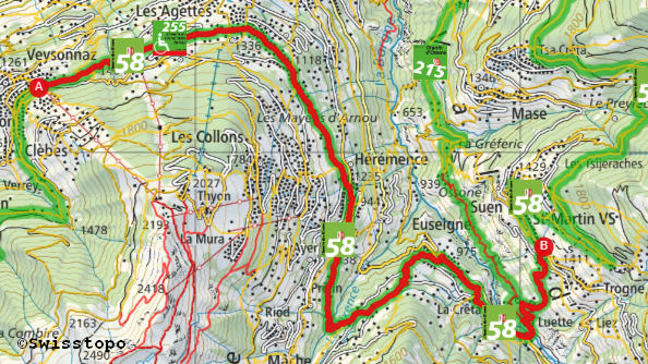 gezeichnet mit Karte SchweizMobilPlus
