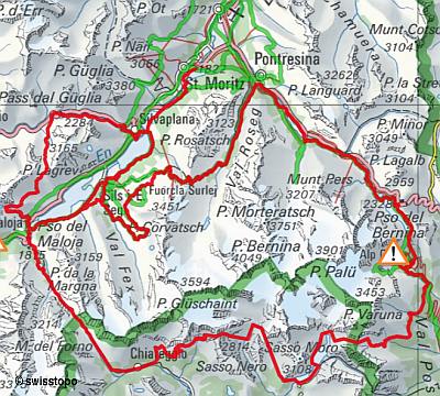 ungefhre
            Route, gezeichnet mit SchweizMobilPlus