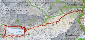 SchweizMobilPlus mit eingezeichneter Route