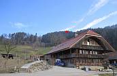 Mattlisbüel bei
            Brenzikofen; oben im Wald der Mittelpunkt des Kantons Bern