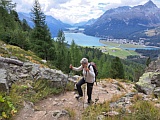 Nhe Crap Nair, Blick auf Silvaplana- und Silsersee