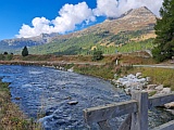 Innbrcke bei Champfr, Blick auf Piz Albana