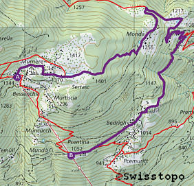 Wanderlandkarte Mornera - Monda - Pientina