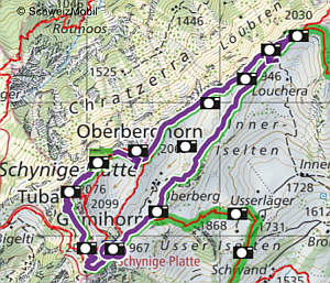 Rundwanderung Schynige Platte-Daube, Karte SchweizMobil