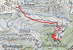 Wanderlandkarte mit eingezeichneter Route Wanderlandkarte mit eingezeichneter Route