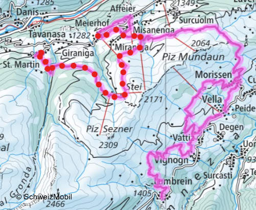 Winterwanderkarte SchweizMobil