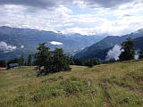Aussicht ins Rhonetal oberhalb Bouzerou, Juli 2023