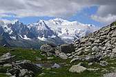 Höhenweg ob Chamonix, den Montblanc immer im Blick;
                Bild: Birgit Rubin