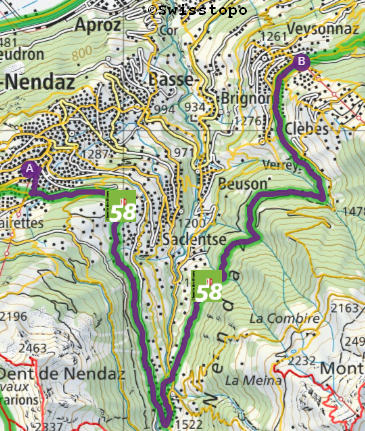 Karte gezeichnet mit SchweizMobilPlus