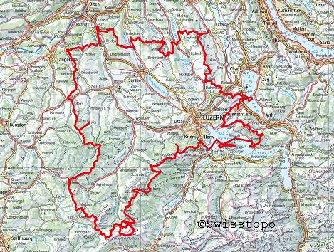 Karte SchweizMobil mit eingezeichneter Route